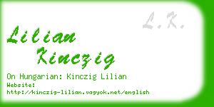 lilian kinczig business card